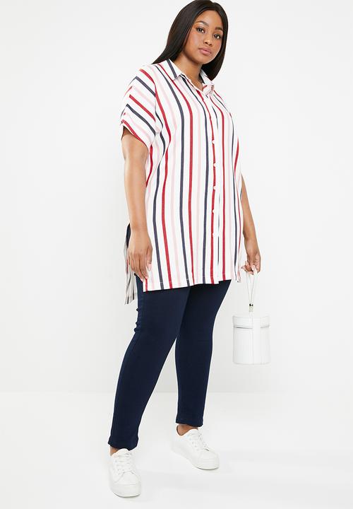 AMANDA LAIRD CHERRY - Thozoma plus stripey tunic with side splits - multi
