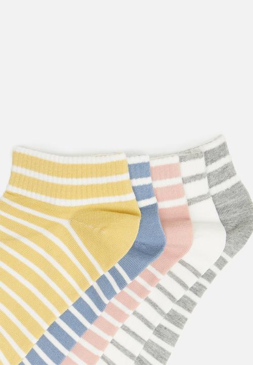 Joy Collectables - 5 pair stripe detail sockpack - multi  