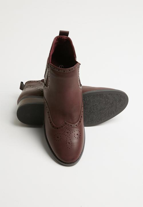 Jada - Brogue chelsea boot - burgundy