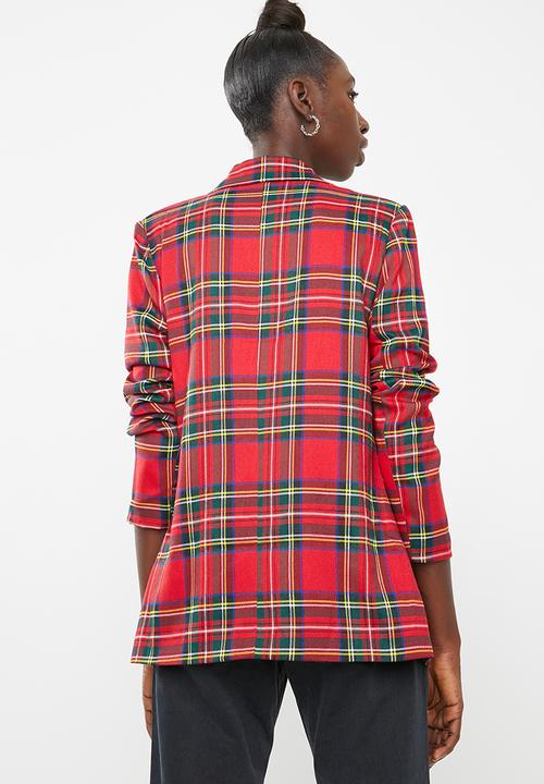 Missguided - Checked oversized blazer - red