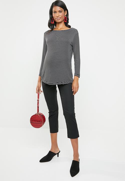 edit Maternity - Maternity boat neck top - black & white