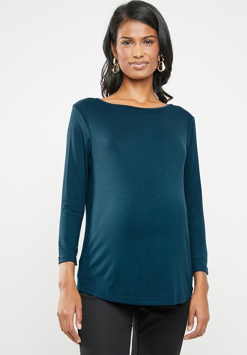 edit Maternity - Maternity boat neck top - blue
