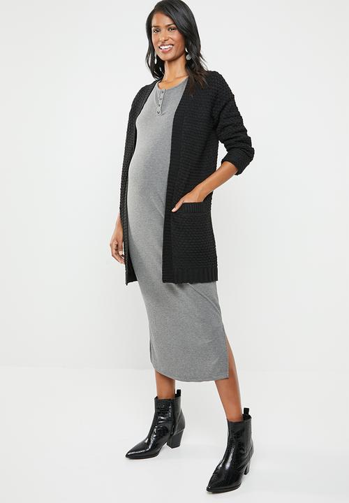 edit Maternity - Button down ribbed dress - grey
