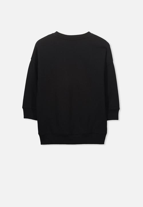 Cotton On - Sage longline crew - black
