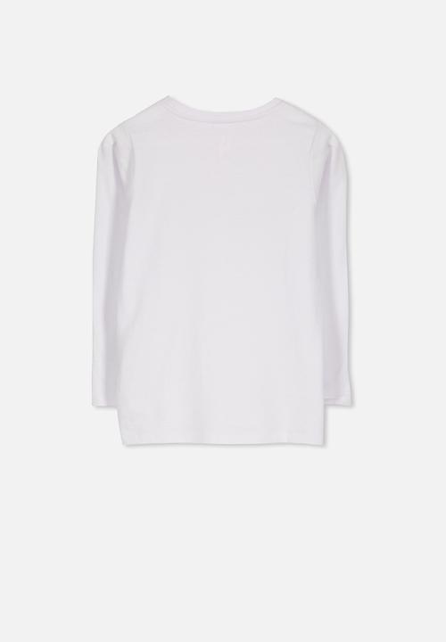 Cotton On - Anna long sleeve sequin rainbow tee - white