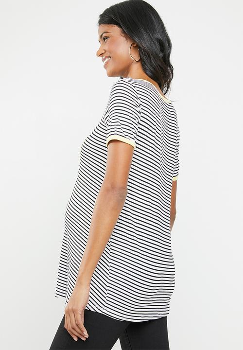 edit Maternity - Maternity pocket T-shirt - navy & white