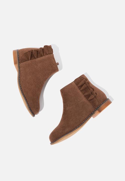 Cotton On - Ruffle ankle boot - brown