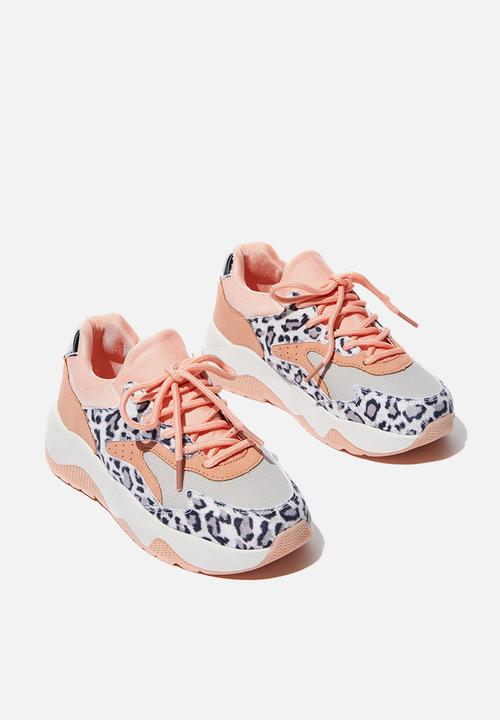 Cotton On - Chunky leopard lace up trainer - multi