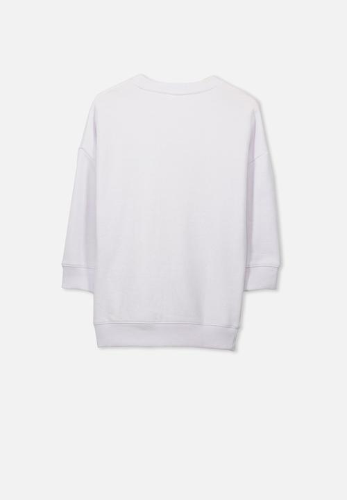 Cotton On - Sage longline crew - white