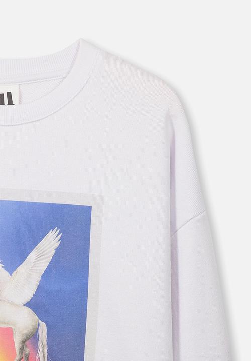 Cotton On - Sage longline crew - white