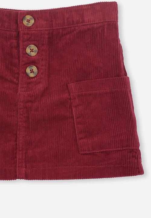 Cotton On - Rose cord skirt - red