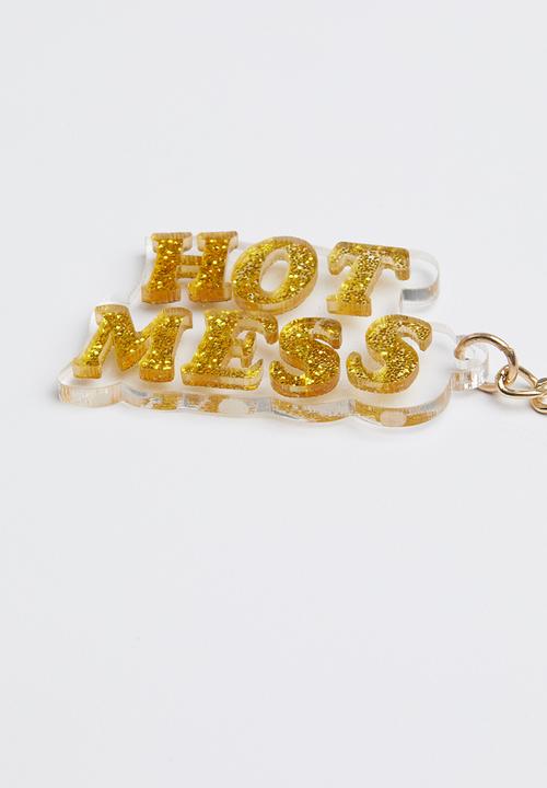 Typo - Enamel hot mess keyring - yellow & gold