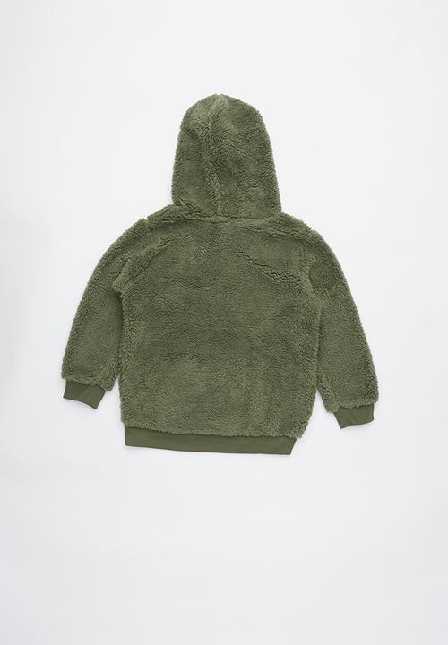 Cotton On - Teddy hooded fleece - green