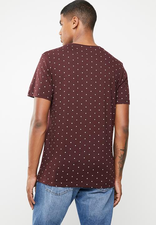 Jack & Jones - Polka short sleeve T-shirt - burgundy