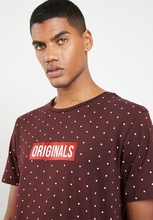 Jack & Jones - Polka short sleeve T-shirt - burgundy