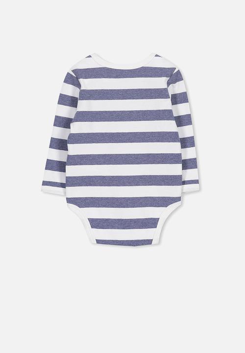 Cotton On - Mini long sleeve bubbysuit - blue & white