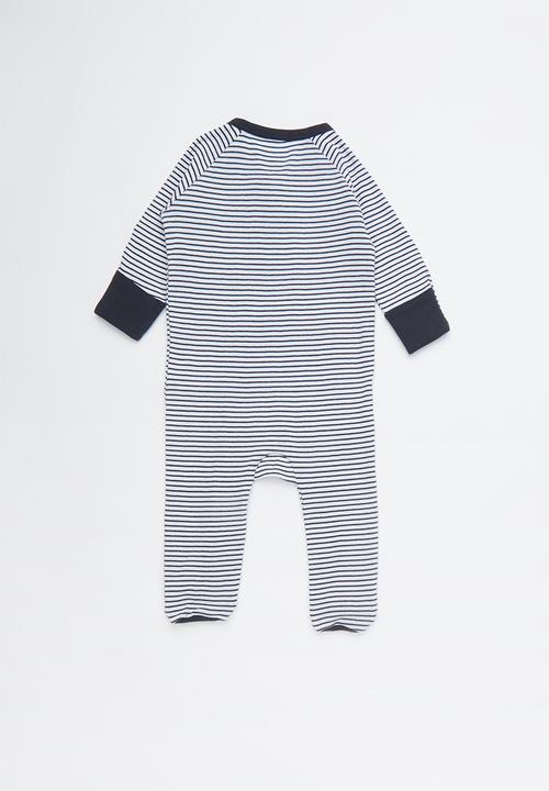 Cotton On - Nb long sleeve zip throu - white & navy