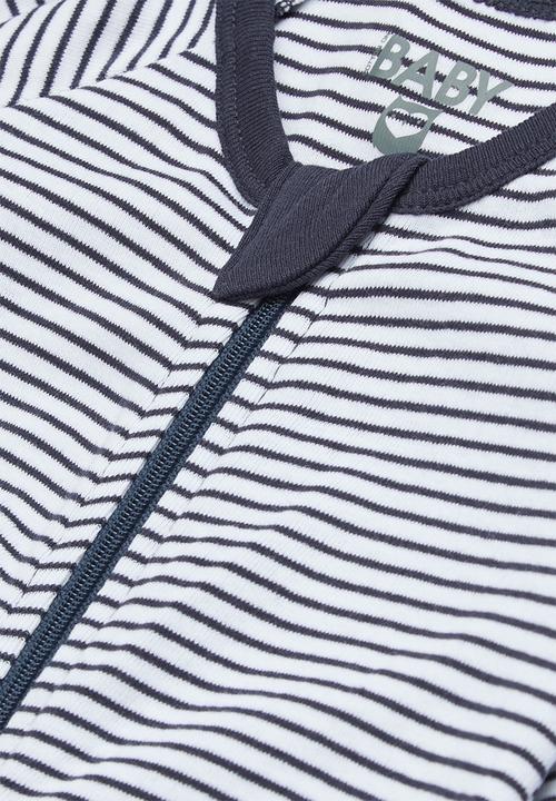 Cotton On - Nb long sleeve zip throu - white & navy