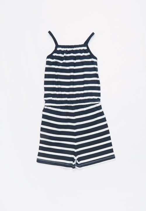 Name It - Girls printed playsuit - navy & white