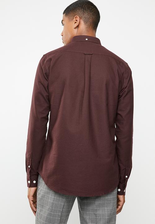 New Look - New oxford slim fit shirt - burgundy