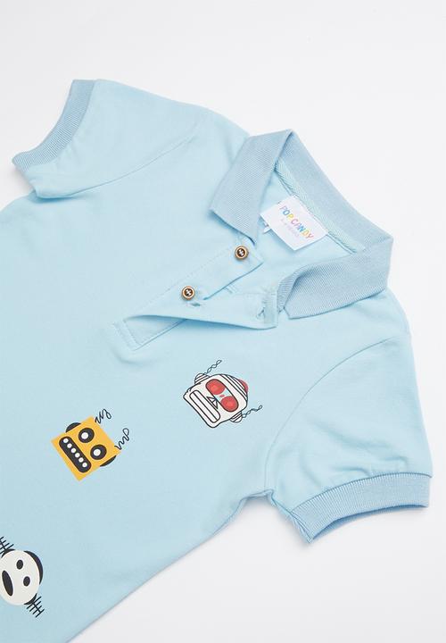 Pop Candy - Printed short sleeve golfer - blue
