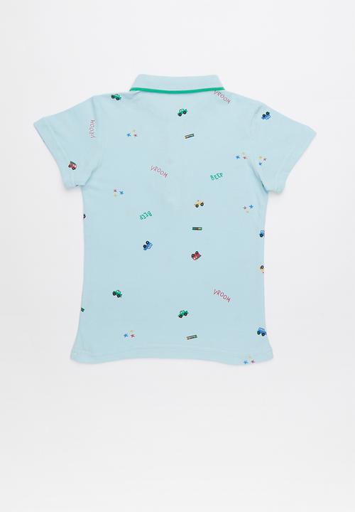 Pop Candy - Printed short sleeve golfer - blue 