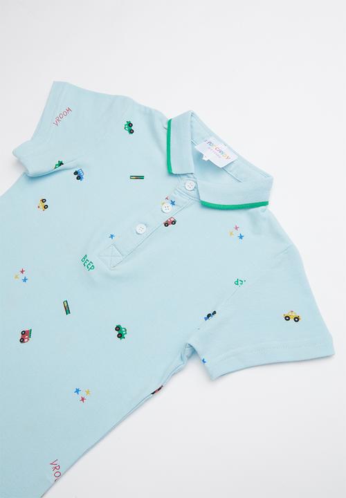 Pop Candy - Printed short sleeve golfer - blue 