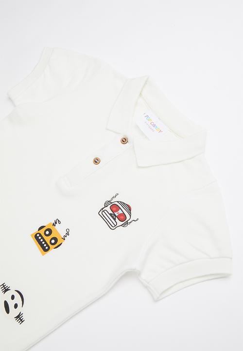 Pop Candy - Printed short sleeve golfer - white