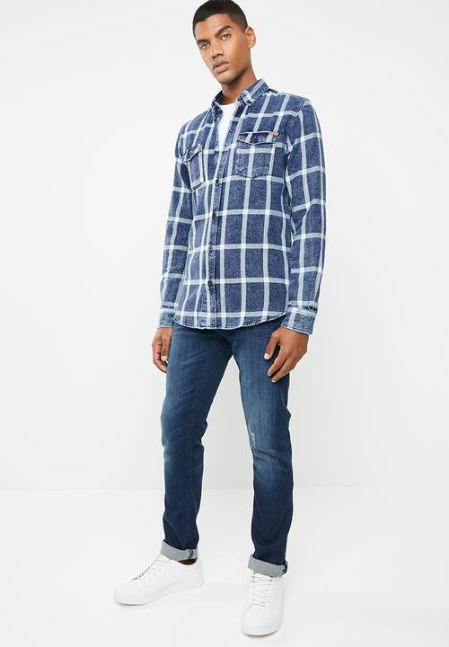 Only & Sons - Otis checked shirt - blue 
