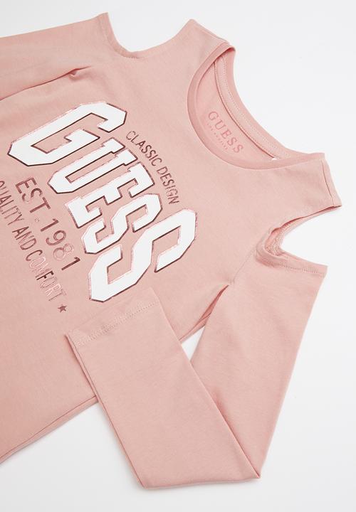 GUESS - Long sleeve cold shoulder varsity tee - pink