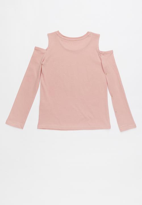 GUESS - Long sleeve cold shoulder varsity tee - pink