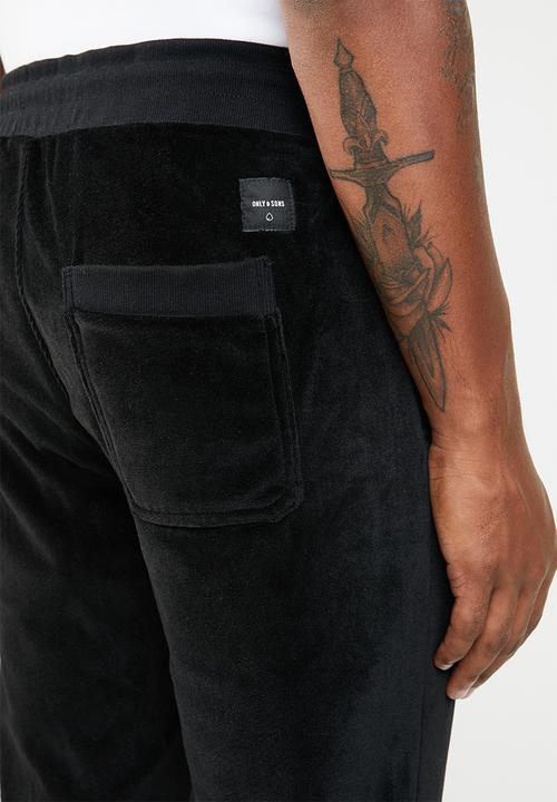 Only & Sons - Travis velvet sweat pant - black