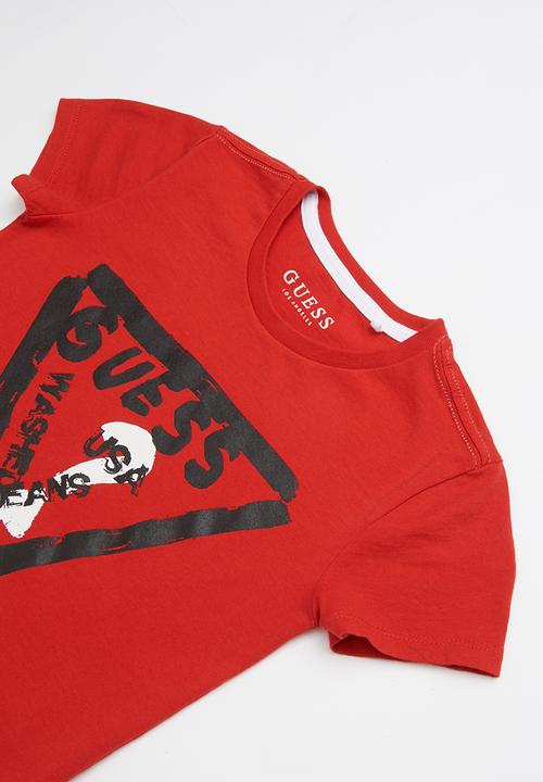 GUESS - Short sleeve guess plastisol tee - red 