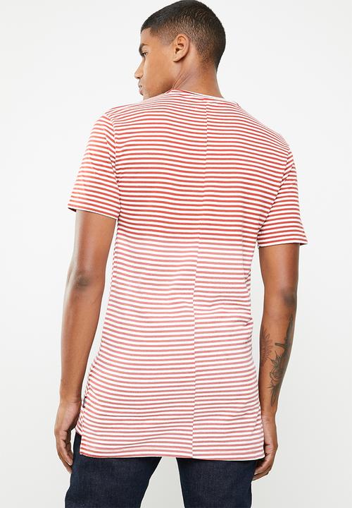Only & Sons - Hanson bleached stripe tee - rust & cream 