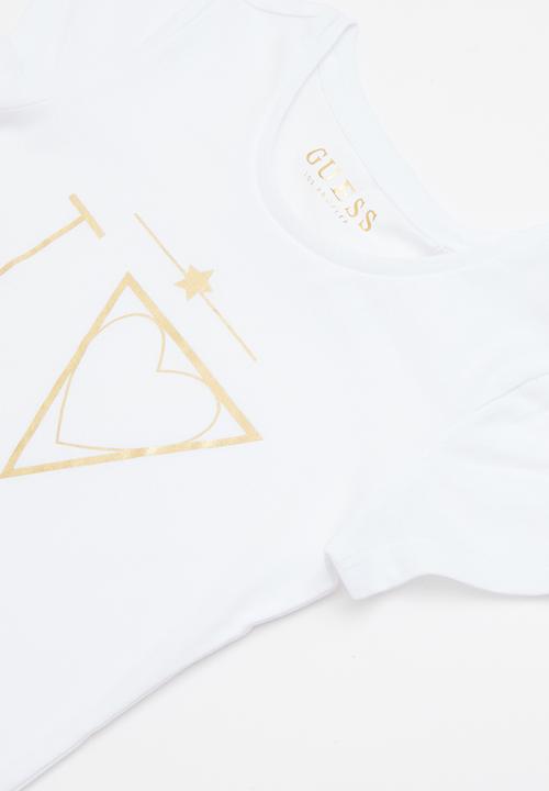 GUESS - Short sleeve tri fall off guess tee - white