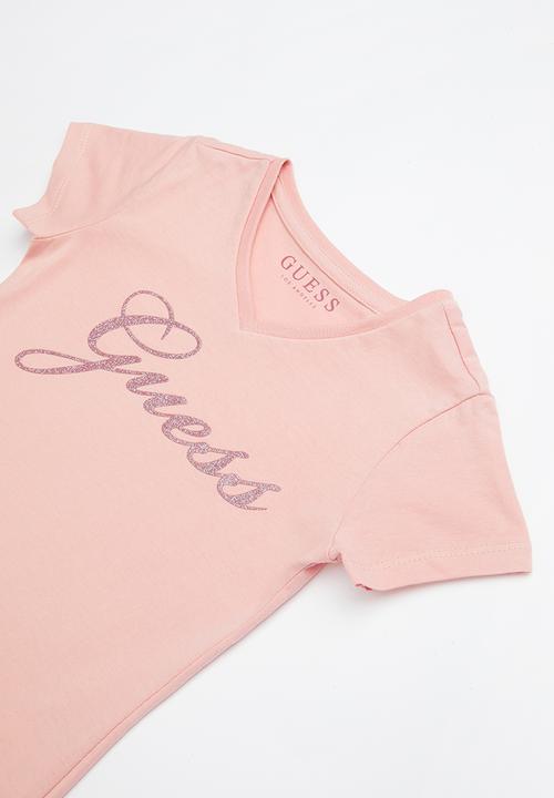 GUESS - Short sleeve script bling tee - pink