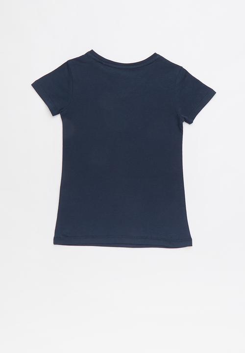 GUESS - Short sleeve script bling tee - navy & silver