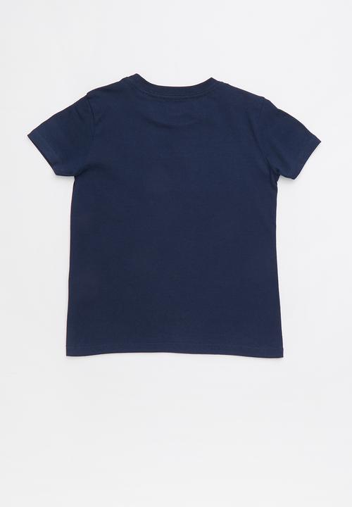 GUESS - Short sleeve  core triangle tee - navy & yellow