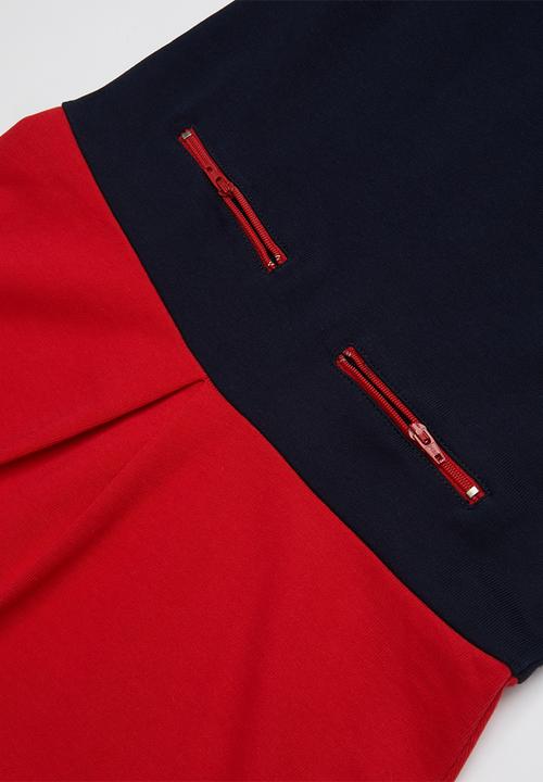 POLO - Stacey colour blocked dress - navy & red