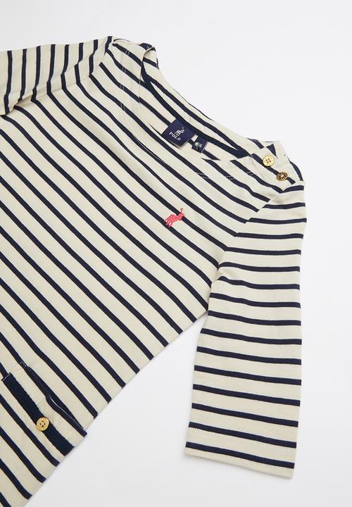 POLO - Harper striped dress - neutral & navy