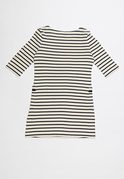 POLO - Harper striped dress - neutral & navy