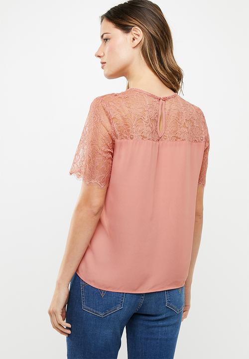 ONLY - Fiona lace top - pink