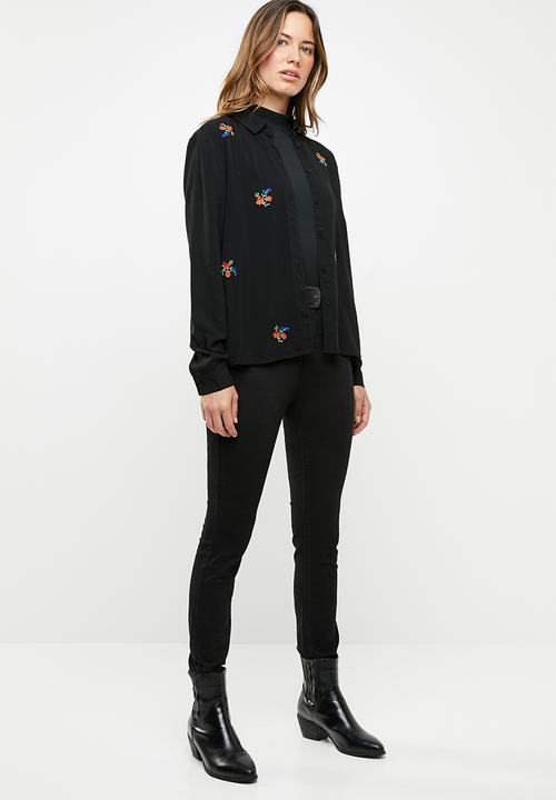 Jacqueline de Yong - Annie embroidery shirt - black