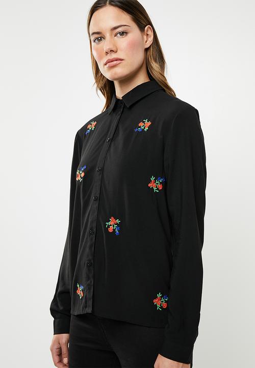 Jacqueline de Yong - Annie embroidery shirt - black
