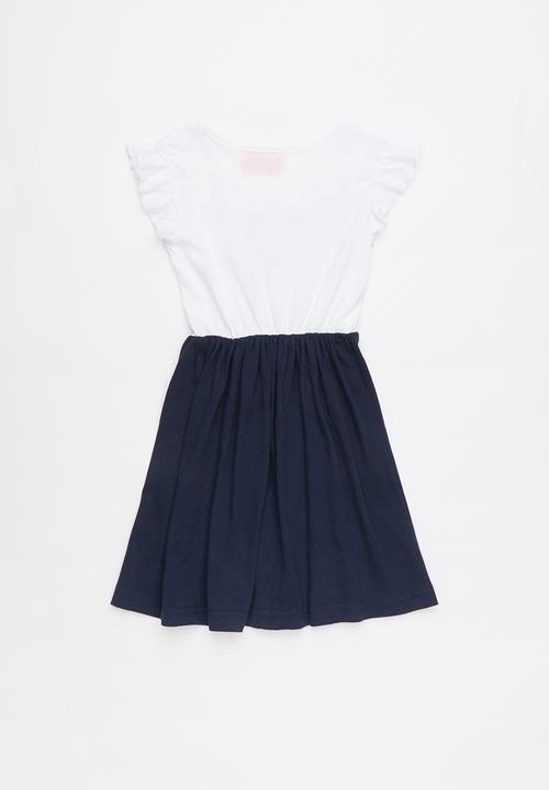 Pop Candy -  Printed dress-  navy & white