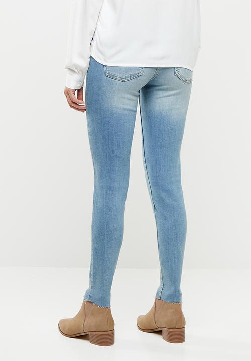 Jacqueline de Yong - Skinny regular floral ankle jeans - blue