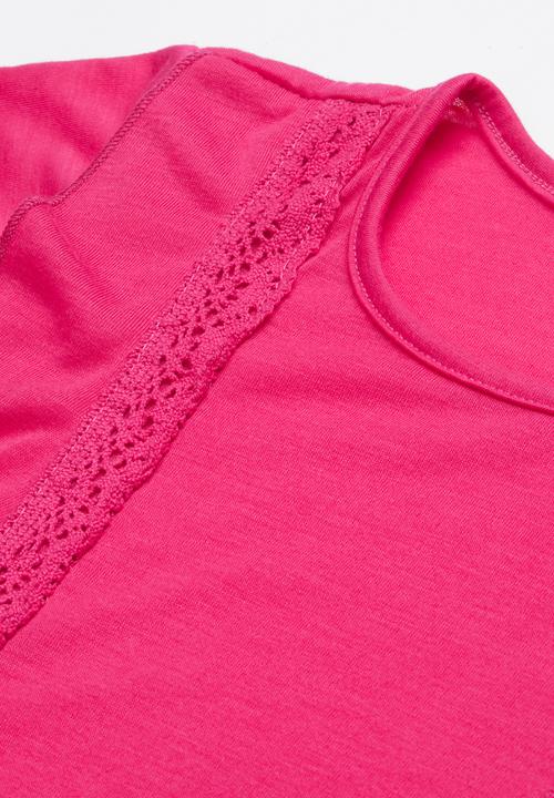 Pop Candy - Short sleeve tee with frill detail - pink