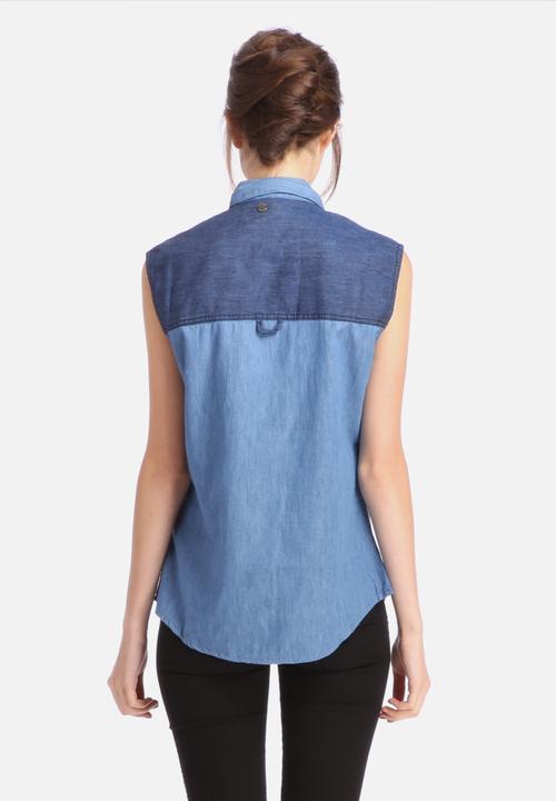 All About Eve - Double Denim Sleeveless Shirt 