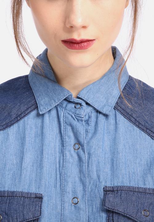 All About Eve - Double Denim Sleeveless Shirt 