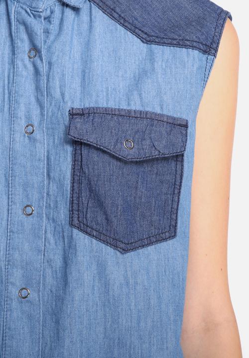 All About Eve - Double Denim Sleeveless Shirt 